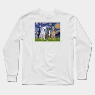 Starry Night with Three Boxers (natural ears) Long Sleeve T-Shirt